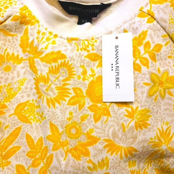 NEW Banana Republic Factory Yellow Floral Pullover Sweatshirt - Picture 2 of 3